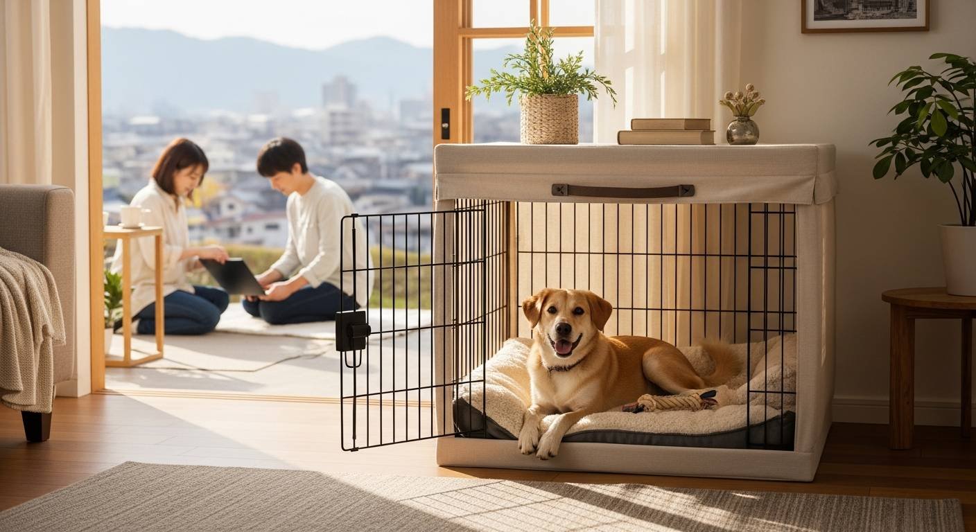方法3:クレートトレーニングで安心できる場所を作る