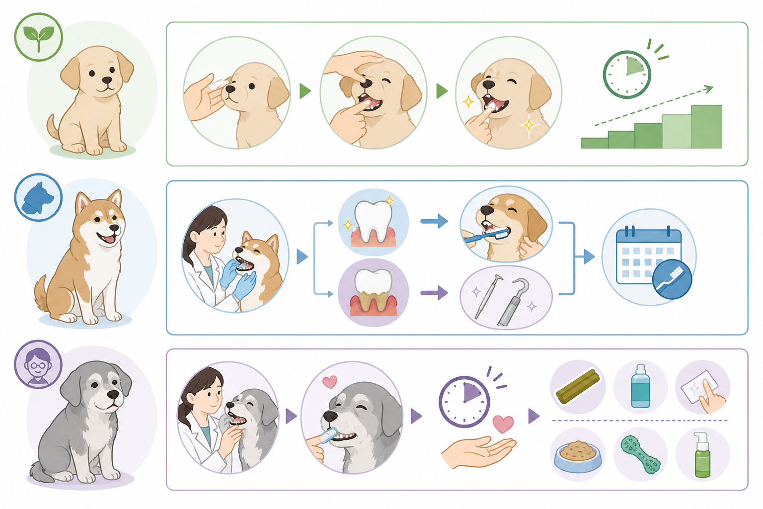 子犬・成犬・シニア犬別の歯磨きポイント